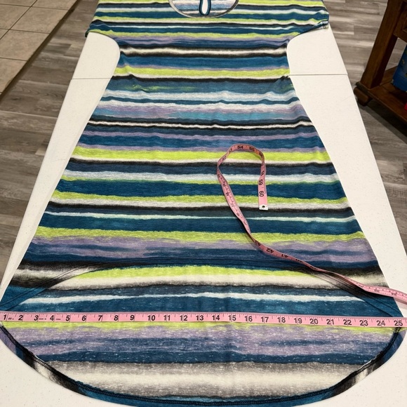 C&C California Maxi Dress High Low Cap Sleeves Multi Color Stripes Women’s Sz S - Picture 5 of 12
